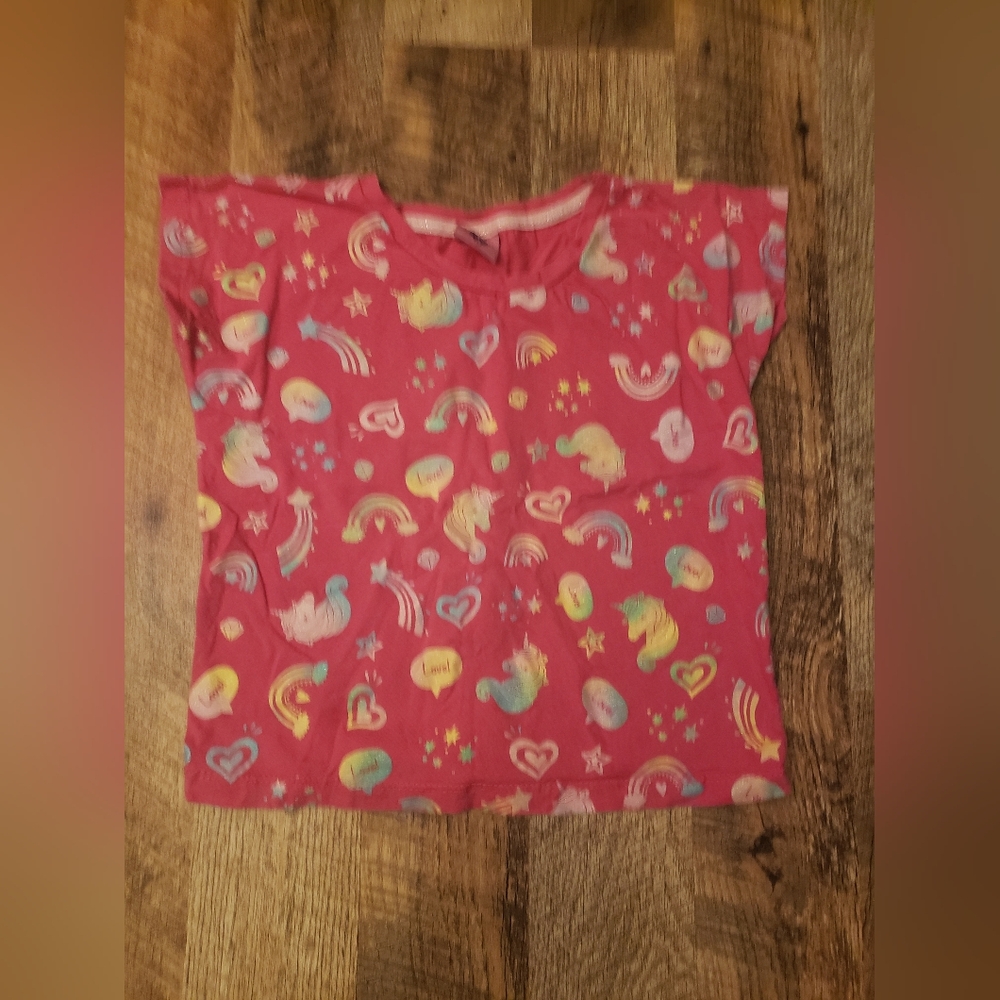 Kids Short Sleeve Tee - Pink Unicorn Print